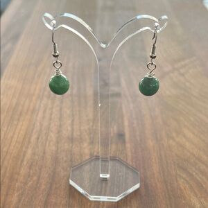 925 Silver and Green Stone Earrings